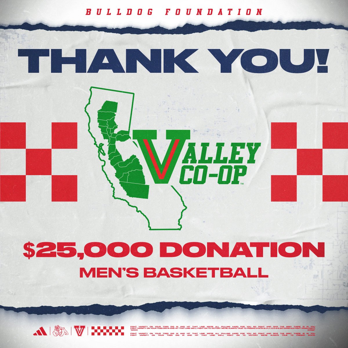 FresnoStateBDF's tweet image. 🚨New Valley Co-Op Gift Alert!🚨

A HUGE thank you for the $25k gift to @FresnoStateMBB! Your support is greatly appreciated!

Let's keep the momentum going! Join the Valley Co-Op TODAY and help support @FSAthletics student-athletes! #Recruit #Retain #Develop