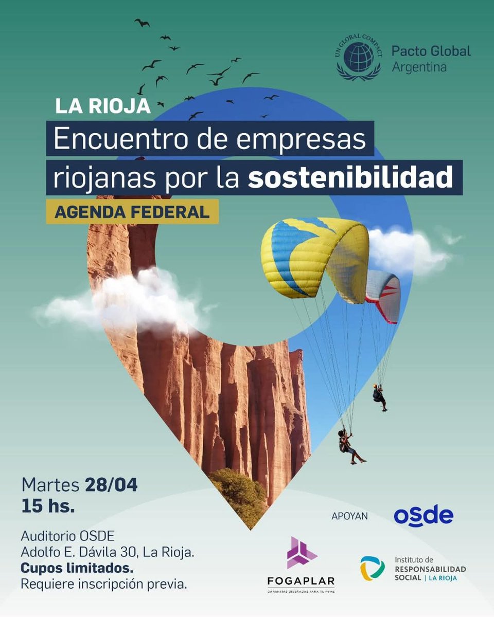 LSabattini's tweet photo. Impulsamos desde @fogaplar el Encuentro de empresas riojanas por la sostenibilidad, junto a @pactoglobalARG, @IRSLaRioja.
Un espacio para acompañar a nuestras empresas en un contexto desafiante, integrando sostenibilidad y desarrollo productivo. https://t.co/wCDpIdPkhr