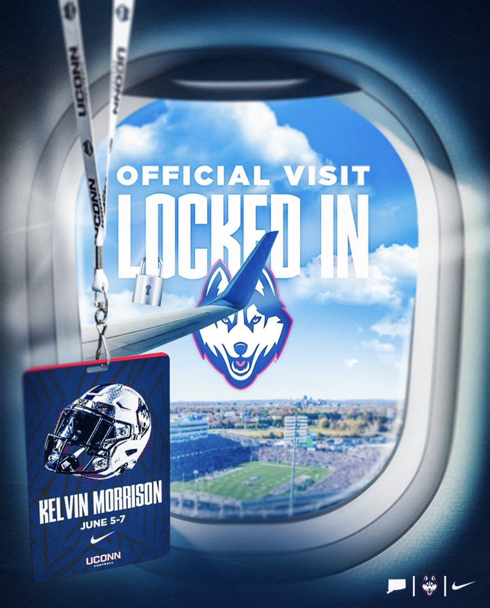 StorrsCentral's tweet photo. UPDATE: Morrison officially locks in a visit with #UConnFootball for June 5-7, via his Instagram story 🔒

#BleedBlue https://t.co/cyobLbhR6F