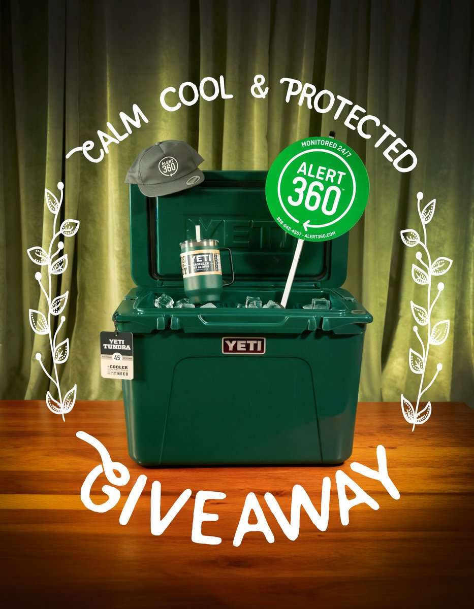 Alert360USA's tweet photo. Calm, Cool &amp; Protected Giveaway 🧊
Win a YETI Cooler, Tumbler + bonus goodies.
Enter:
• Follow us on X, IG &amp; FB = 3 entries
• Like = 1 entry
• Tag a friend = 1 per comment
• Share + tag us = 1 entry
More entries = more chances to win.
Ends May 15 | Winner announced May 15 https://t.co/c6KnqKZrXF