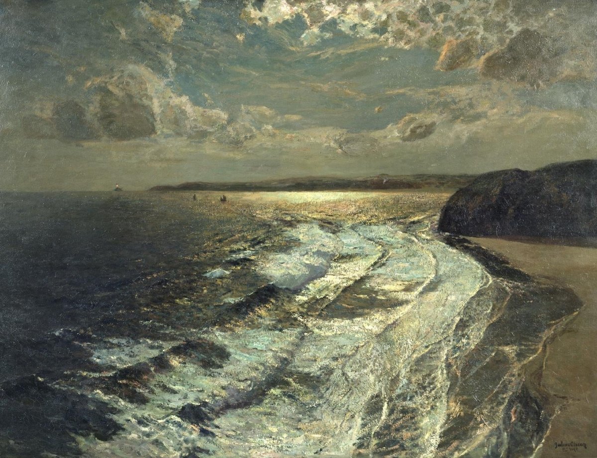 NostosLit's tweet photo. Albert Julius Olsson - Moonlit Shore (1911) https://t.co/XYC3b8fmig