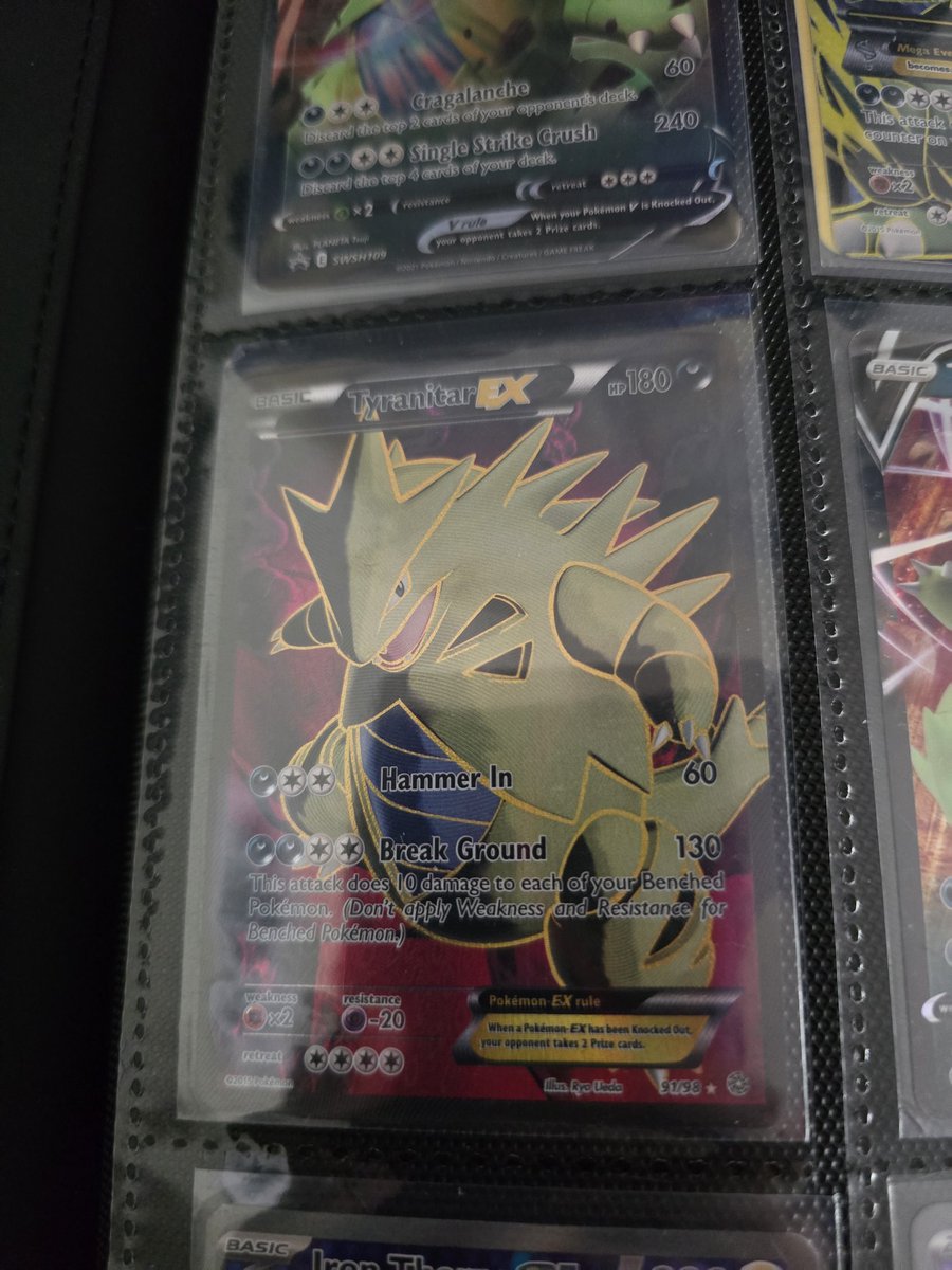 FrostiiFox's tweet photo. Tyranitar is my favorite Pokémon and I have 10 Tyranitar cards so far. Honorable mention to Salamence.

Thinking about sending the first 2 pictured cards in for grading because they're actually worth something.  
Any tips for first timers?

#Tyranitar #TCG #Pokémon #TradingCards https://t.co/aALj5rX6z9