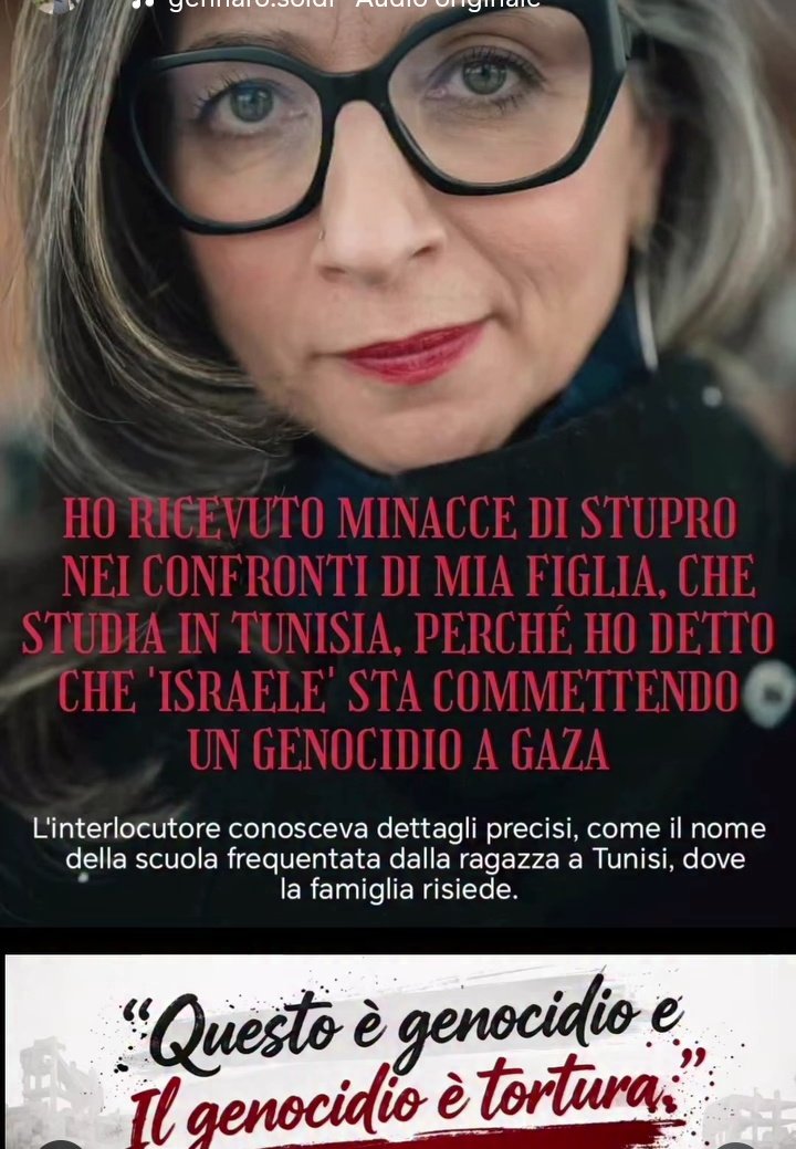 #FrancescaAlbanese
<a href="/FranceskAlbs/">Francesca Albanese, UN Special Rapporteur oPt</a>
- gennaro.soldi -

'Le faremo quel che han fatto alle donne israeliane'.

"Sono le parole esatte delle minacce di stupro ricevute da Francesca Albanese contro sua figlia tredicenne, che vive in Tunisia.
Da marzo 2024, le minacce arrivano da ⬇️