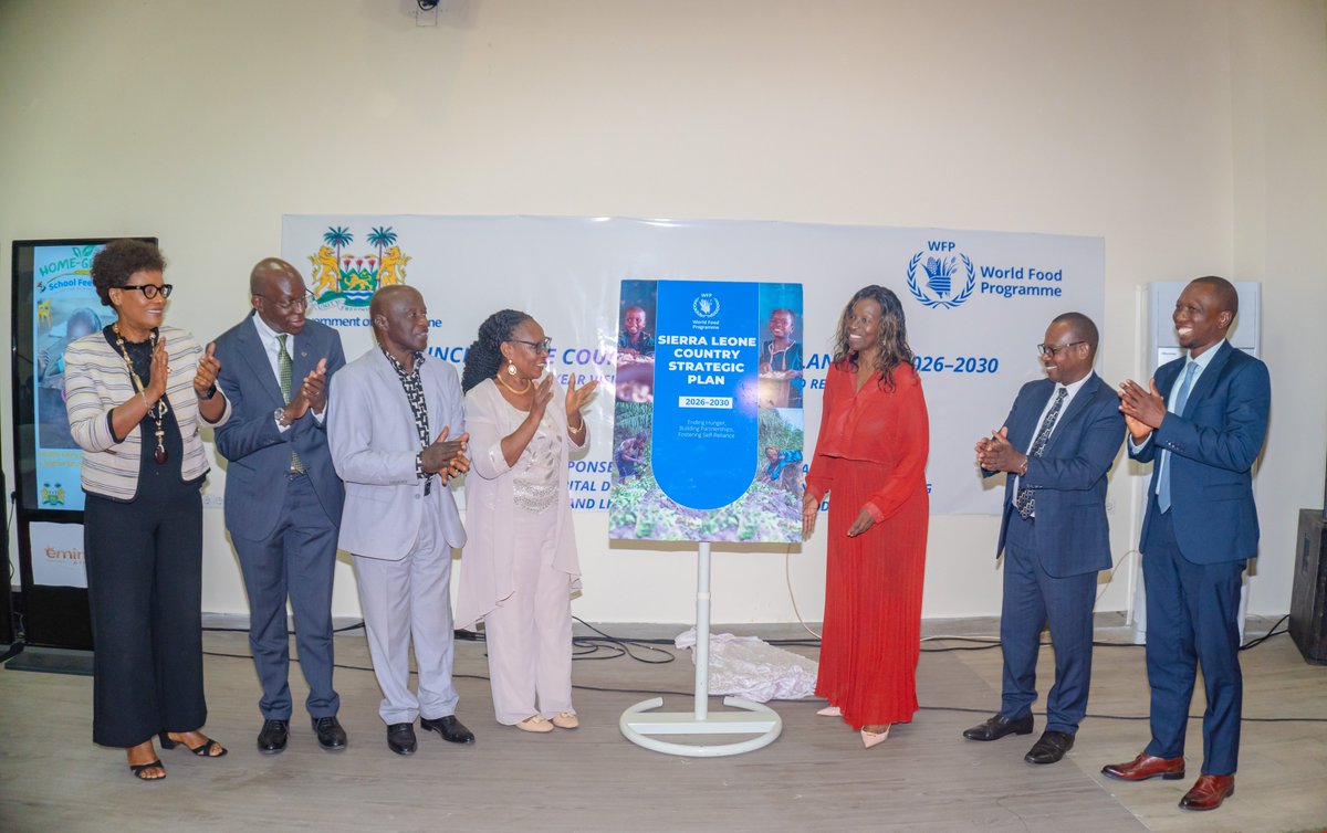 WFPS_Leone's tweet photo. Today, we officially launched the WFP Sierra Leone Country Strategic Plan 2026–2030—a bold roadmap to tackle food insecurity, improve nutrition, expand school feeding, and build resilient livelihoods with Government and partners. #ZeroHunger #FeedSalone https://t.co/OW08C4TkIK