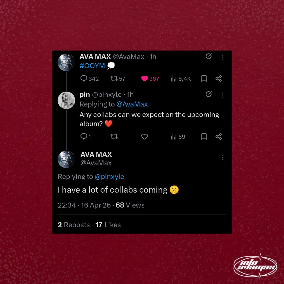 Info Ava Max tweet media