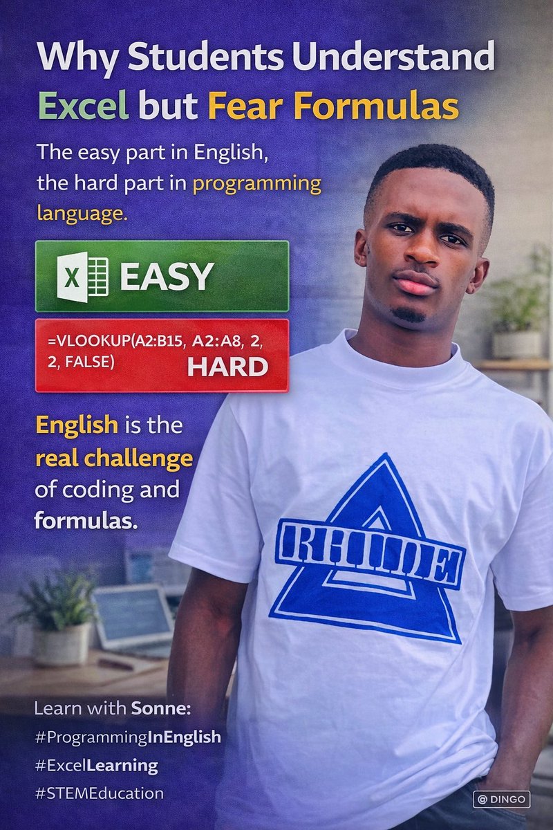 timurlevitin's tweet image. Excel looks simple — until the formula starts speaking English.
SUM. IF. VLOOKUP. Students fear formulas because they do not understand the words.
levitintymur.com
#ExcelFormulas #LearnProgramming #STEMEducation