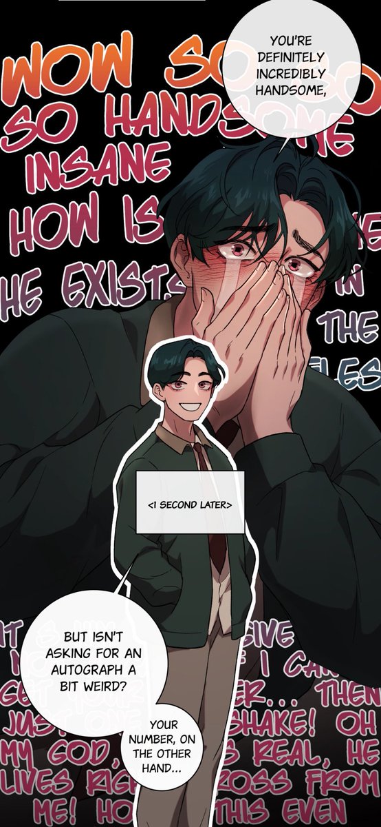 Lool, so the seme was his idol, and this was his reaction when he first saw him 😭 The way his inner self was fighting those emotions, lmao he stood no chance , soo cute.