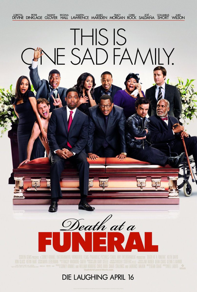 FilmNewsNos's tweet image. 🎬MOVIE HISTORY: 16 years ago today, April 16, 2010, the movie ‘Death at a Funeral’ opened in theaters!

#ChrisRock #MartinLawrence @TracyMorgan #PeterDinklage @lodivadevine @mrdannyglover #ReginaHall #ZoeSaldana #JamesMarsden #ColumbusShort #LukeWilson #KeithDavid #KevinHart