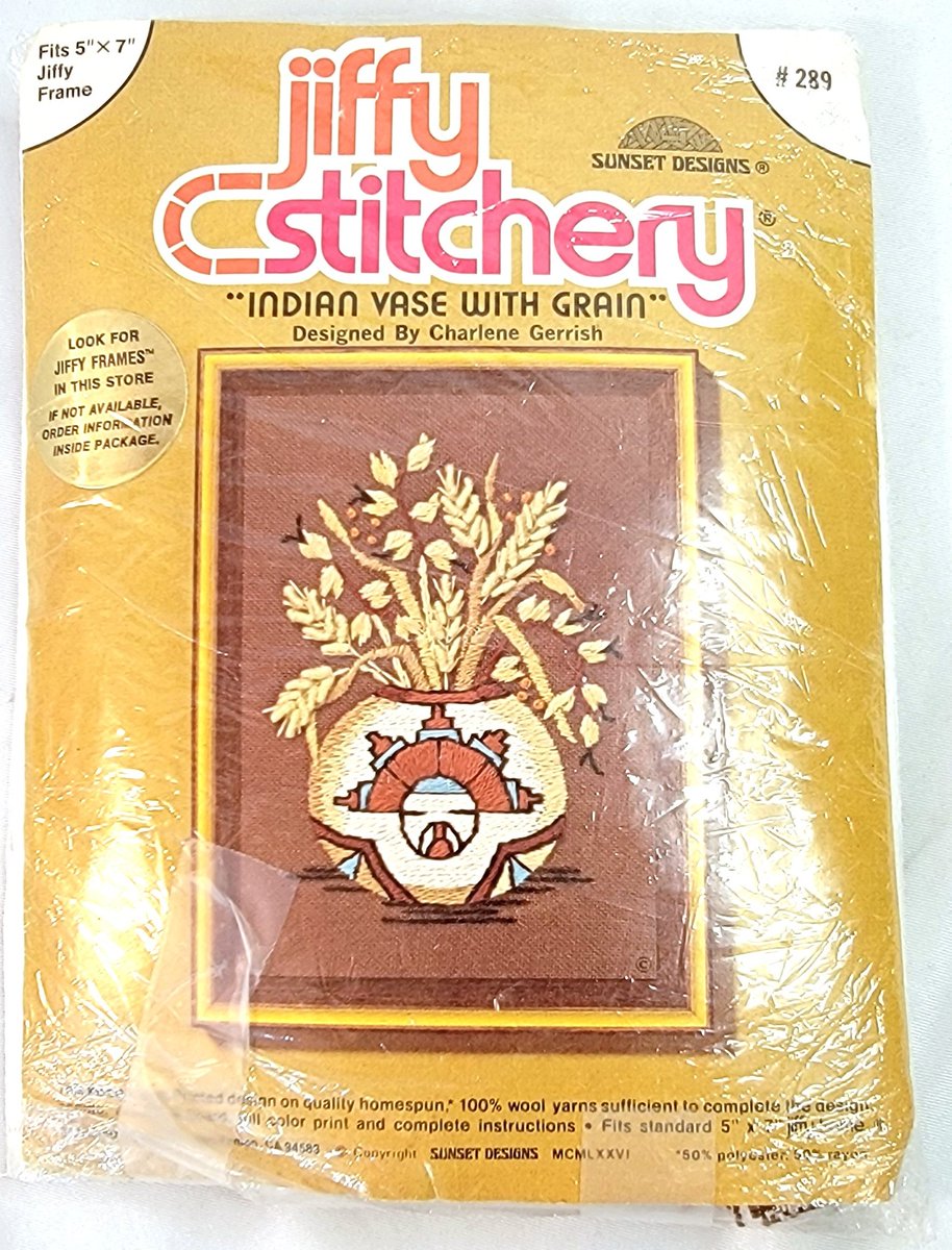SmittyD9199's tweet image. Check out Sunset Designs Jiffy Stitchery Kit Indian Vase Grain 1978 Crewel Embroidery #289 ebay.us/m/2dxLHo #eBay via @eBay