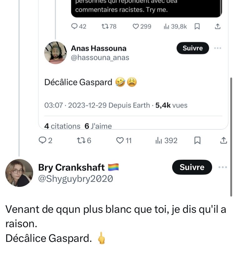 <a href="/RemiVillemure/">Rémi Villemure</a> <a href="/GuylaineSimard4/">Guylaine Simard</a> M. Hassouna devrait peut-être se garder pour lui ses leçons en matière d’intolérance et de haine, lui qui envoyait à l’immigrant que je suis un « décâlice », parce que j’ai eu l’audace de souligner l’amalgame haineux de Mme Vrakas. D’ailleurs, son « décâlice Gaspard » a largement