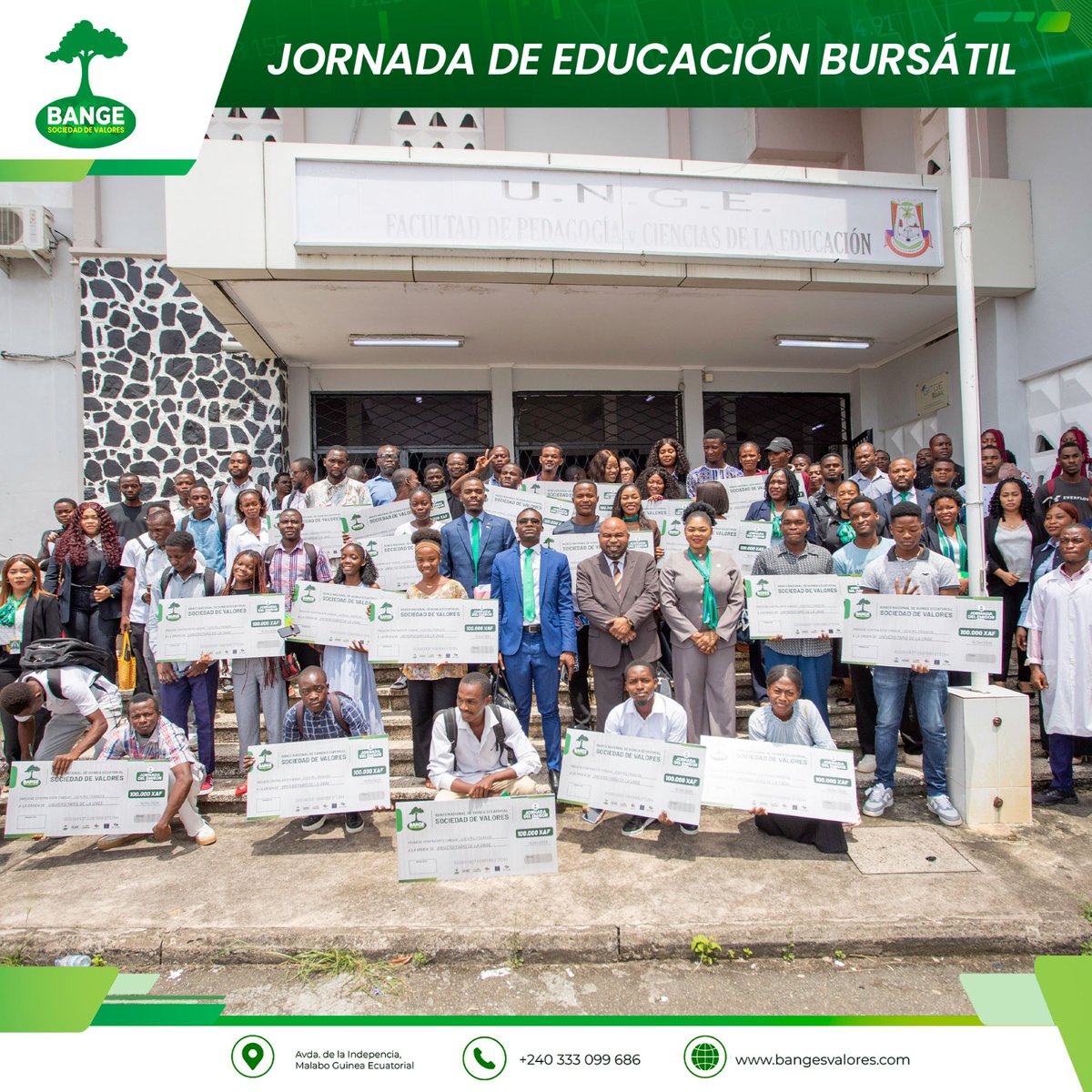 BangeSv's tweet photo. El pasado 15 de abril, en la Facultad de Pedagogía de la @OnlineUnge Bata, llevamos a cabo una Jornada de Educación Bursátil. El evento tuvo como objetivo acercar el mercado financiero de la @com_cemac a los futuros profesionales del país.

+INFO: https://t.co/yPrR2J1adf https://t.co/8MSddxmAPL