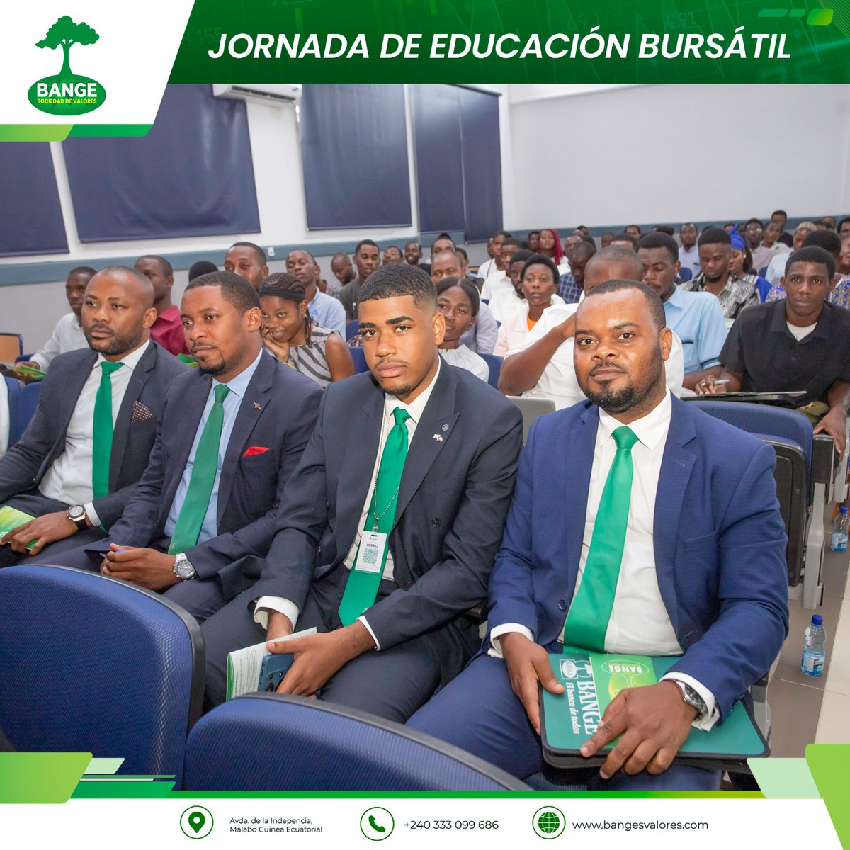 BangeSv's tweet photo. El pasado 15 de abril, en la Facultad de Pedagogía de la @OnlineUnge Bata, llevamos a cabo una Jornada de Educación Bursátil. El evento tuvo como objetivo acercar el mercado financiero de la @com_cemac a los futuros profesionales del país.

+INFO: https://t.co/yPrR2J1adf https://t.co/8MSddxmAPL