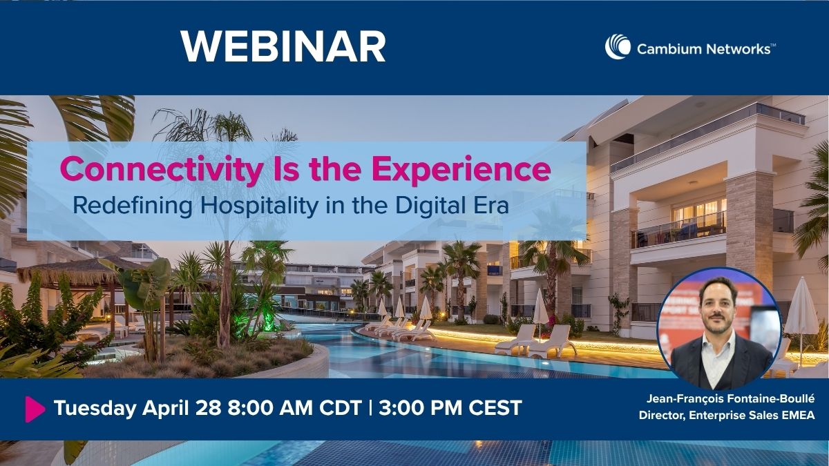 CambiumNetworks's tweet image. Connectivity now defines the guest experience. 

Deliver reliable Wi-Fi, support high-density environments, simplify operations, and cut costs. 

Register now: go.cambiumnetworks.com/l/428442/2026-… 

#Hospitality #GuestExperience #SmartHospitality