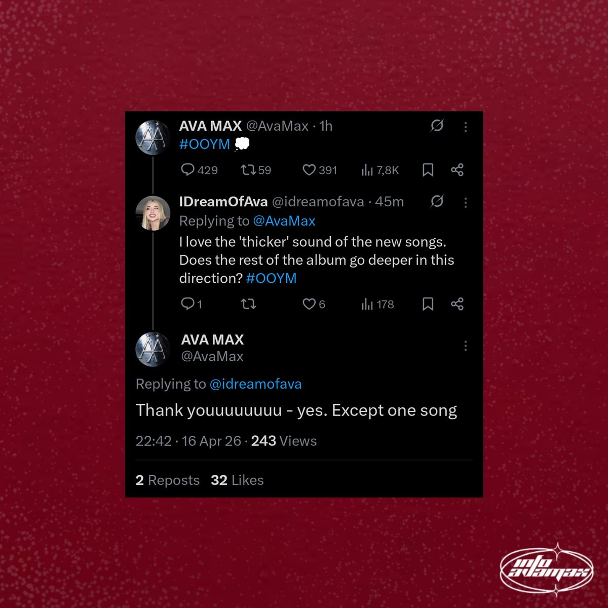Info Ava Max tweet media