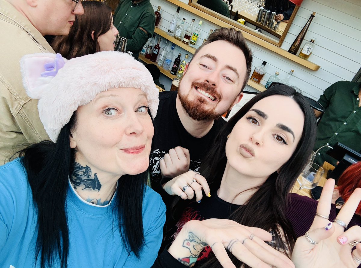 lucyorks's tweet photo. All the best people were at the @devolverdigital party 🥳 #newgameplus #LGF @luke_yass @melramsay_ @hood_vic @Matt_Porter44 @opal_inkcosplay https://t.co/iYCCVlO1vA