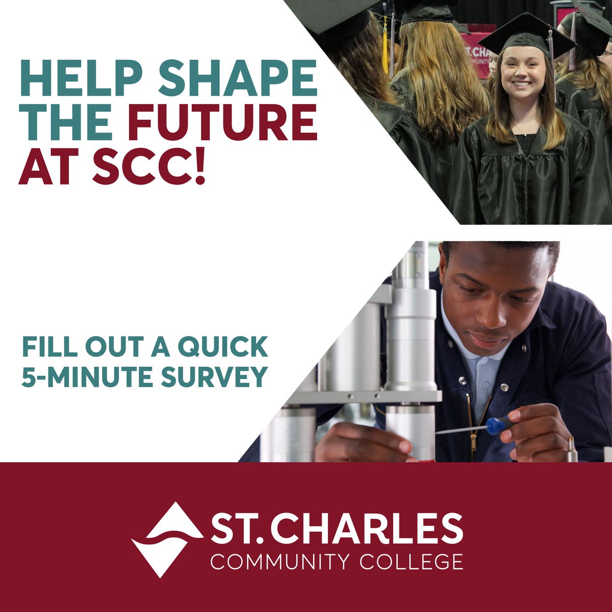 StChasCC's tweet photo. Help Shape the Future at SCC: Take Our Brief Survey! We’re building the future of SCC, and we want your input. Take our short survey. 

➡️ Take the St. Charles Community College Regional Workforce Skills and Interest Survey at: https://t.co/iKgpl6YiTI https://t.co/v9TA6j4ZS8