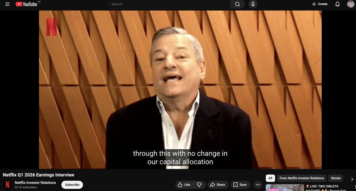 AlphaBourse_'s tweet photo. Netflix $NFLX qui fait sa présentation sur Youtube : bientôt sur vos écrans : le call d'Alphabet $GOOG sur Netflix 😁 https://t.co/emmR8kf300