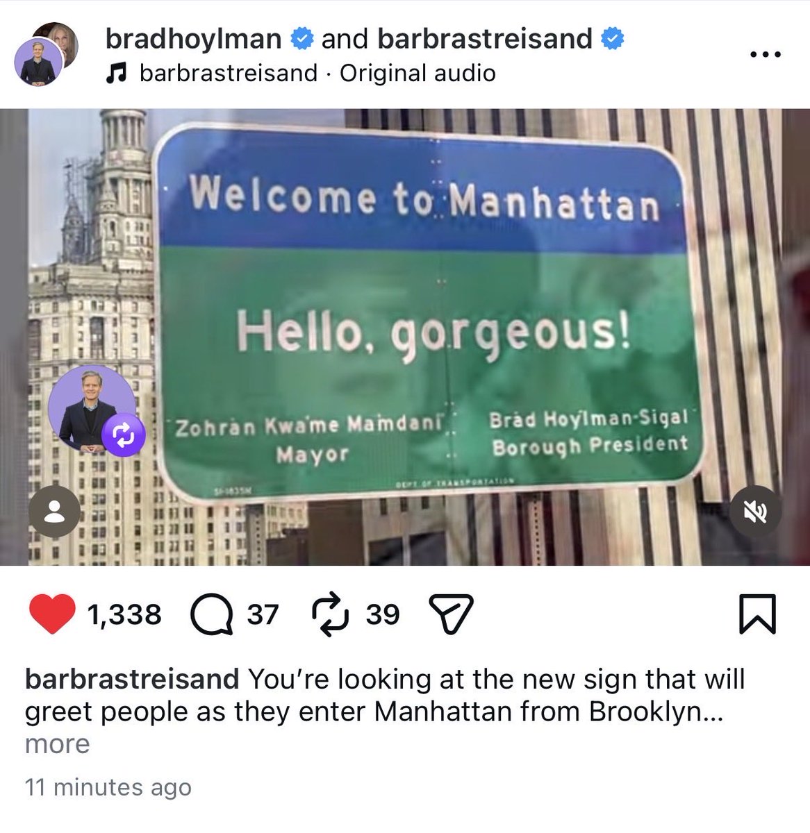 ICYMI: New Barbra Streisand and <a href="/bradhoylman/">Brad Hoylman-Sigal 🌈🥯</a> collab!