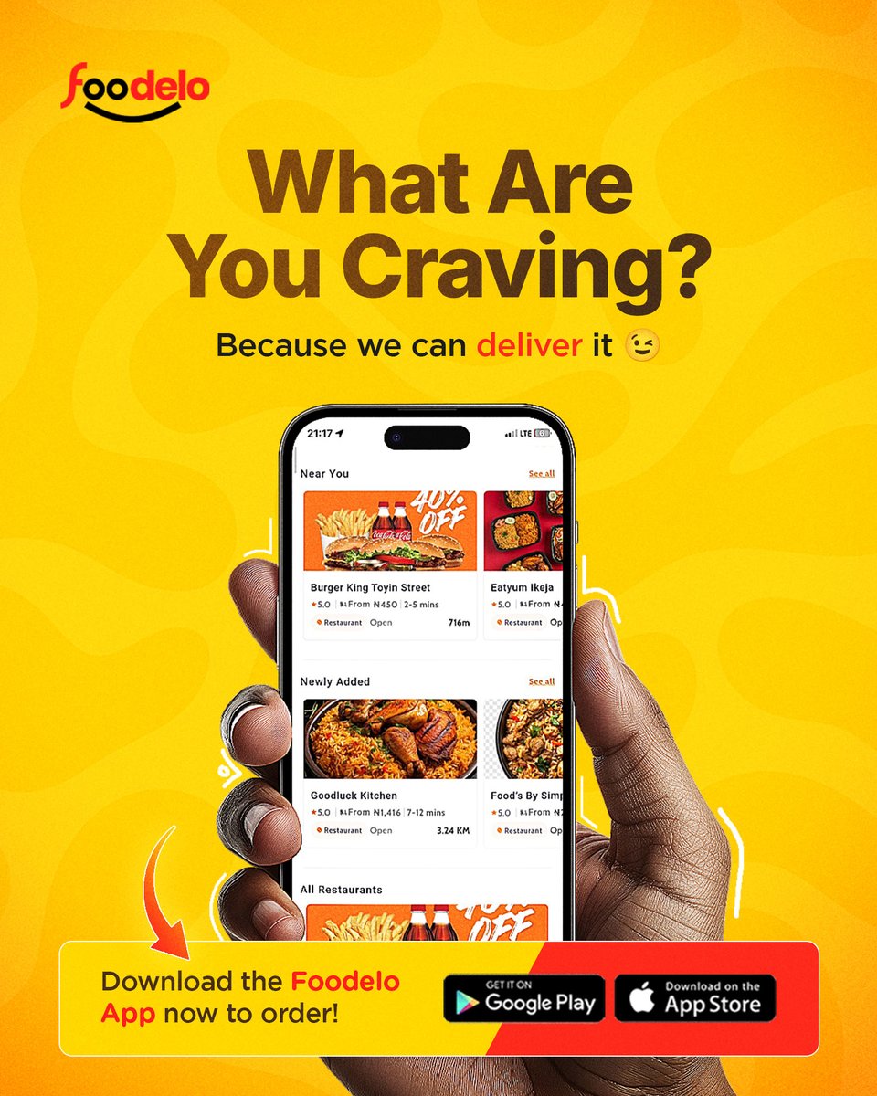 foodelo_ng's tweet photo. Cravings don’t wait… and neither do we 😉🍔🍟
Order your faves in minutes with Foodelo. 🚀 #foodelo https://t.co/HhHogqDRP7