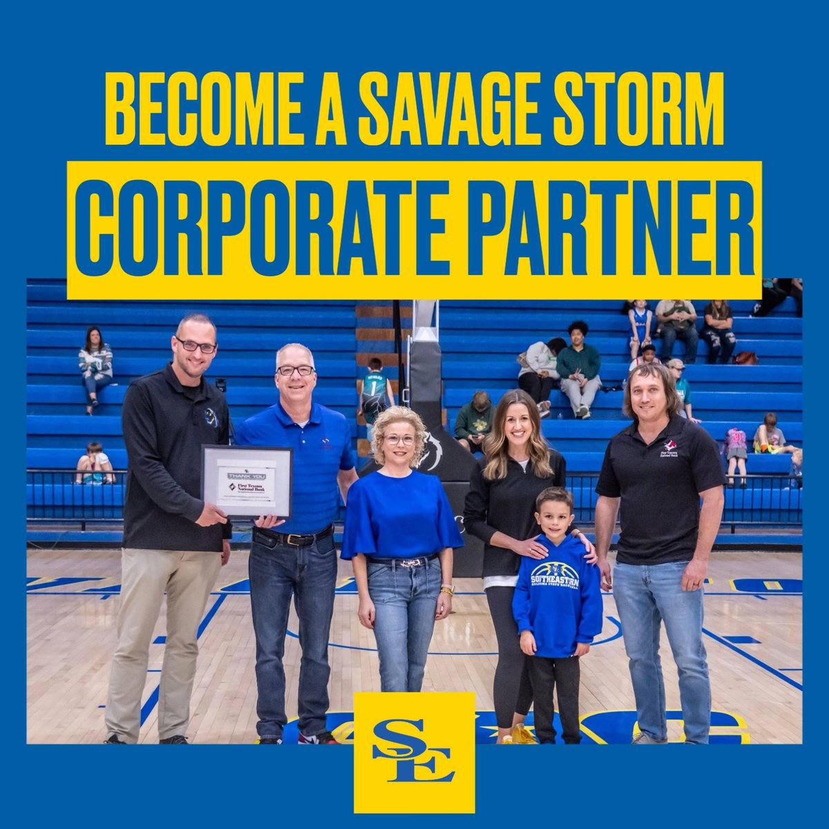 GoSoutheastern's tweet photo. At Southeastern Athletics, we believe success goes beyond the playing field — it’s about building a stronger community together.

By becoming a corporate partner, your business plays a direct role in supporting our student-athletes as they compete and represent Southeastern with pride. Your partnership helps provide opportunities, enhances the game-day experience, and strengthens the connection between your brand and the Texoma community.

To learn more about becoming a corporate partner, click the link below and contact Associate Athletics Director Blake Allen at ballen@se.edu or 580-745-2433 👇

https://t.co/Xt2nmKuQL2