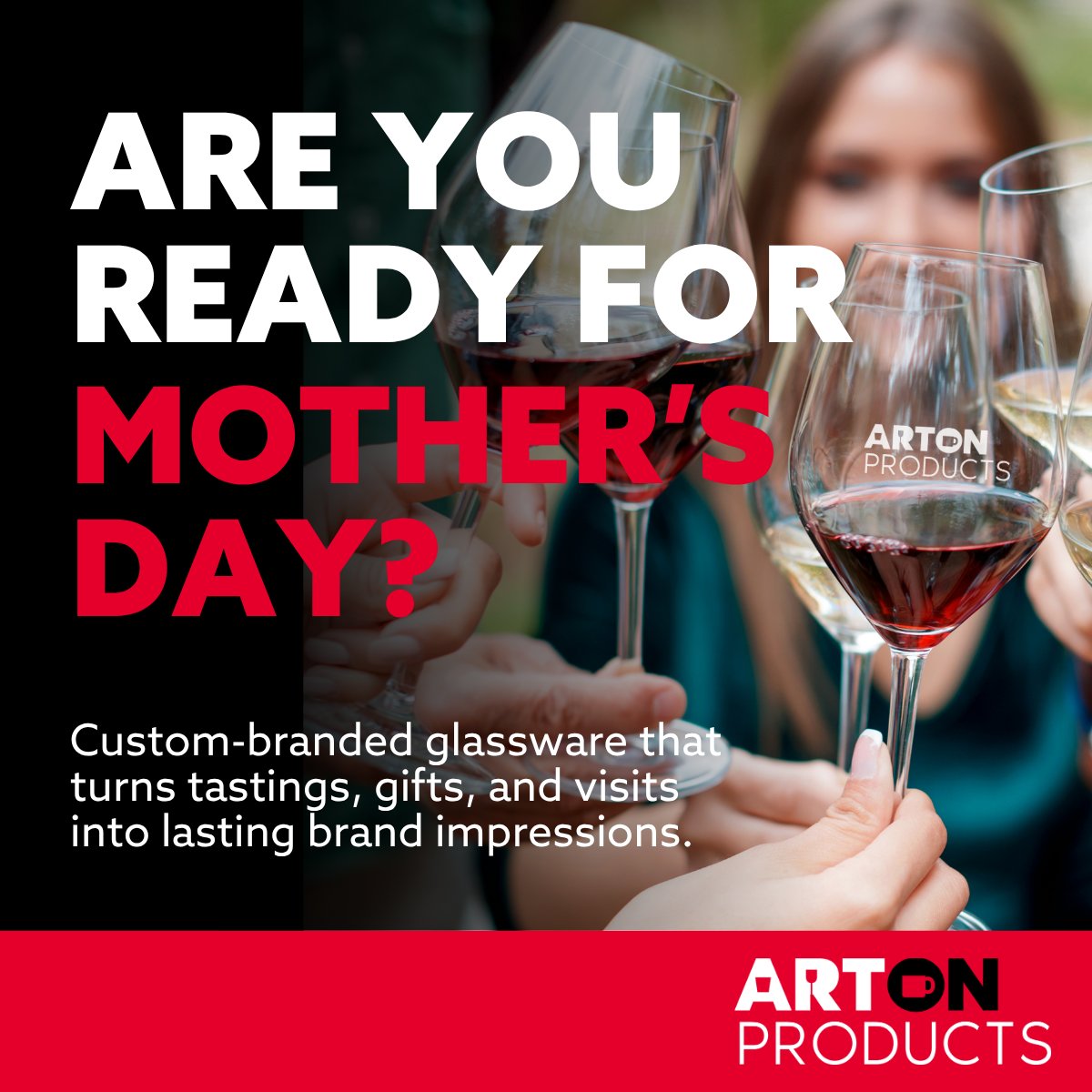 ARTonProducts's tweet photo. Mother’s Day is one of the biggest weekends of the year for wineries—are you ready? 🍷

📦 Stock up now so you’re ready for one of your busiest weekends of the year. Contact us to get started: https://t.co/HASbYPnvyw

#MothersDay #CustomGlassware #WineBranding #ARTonProducts https://t.co/f4ZLR5ExpE