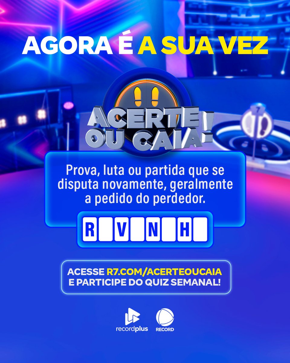 acerteoucaia's tweet image. Geralmente, quem pede se garante muito ou não está satisfeito com o resultado! Você já pediu? 🫣

Venha desafiar as suas habilidades! O #AcerteOuCaia é neste domingo (19), logo após o Boom, na tela da #RECORD. 💪