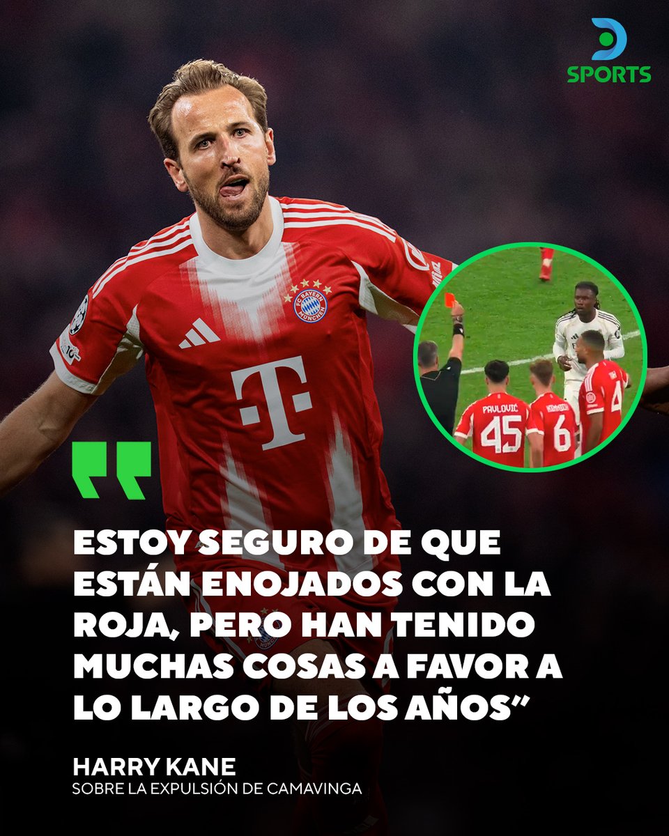 DSports's tweet image. PICANTE RESPUESTA DE HARRY KANE 👀🟥

Atención al comentario del delantero inglés cuando le preguntaron por la expulsión de Camavinga en la eliminación de Real Madrid contra Bayern Múnich.

UEFA #Champions League