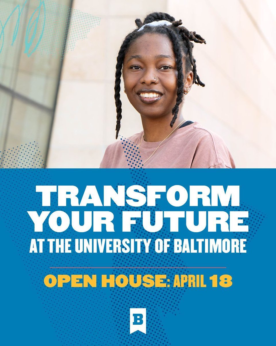 UBaltCAS's tweet photo. ⏳ Coming up soon! Our Open House is just around the corner &amp; is happening this Saturday. Come explore campus and discover why the University of Baltimore is the perfect place to start your journey.

Saturday, April 18
10 A.M. – 1 P.M.
UBalt Student Center

RSVP Link in our bio! https://t.co/IUEOqikc5c