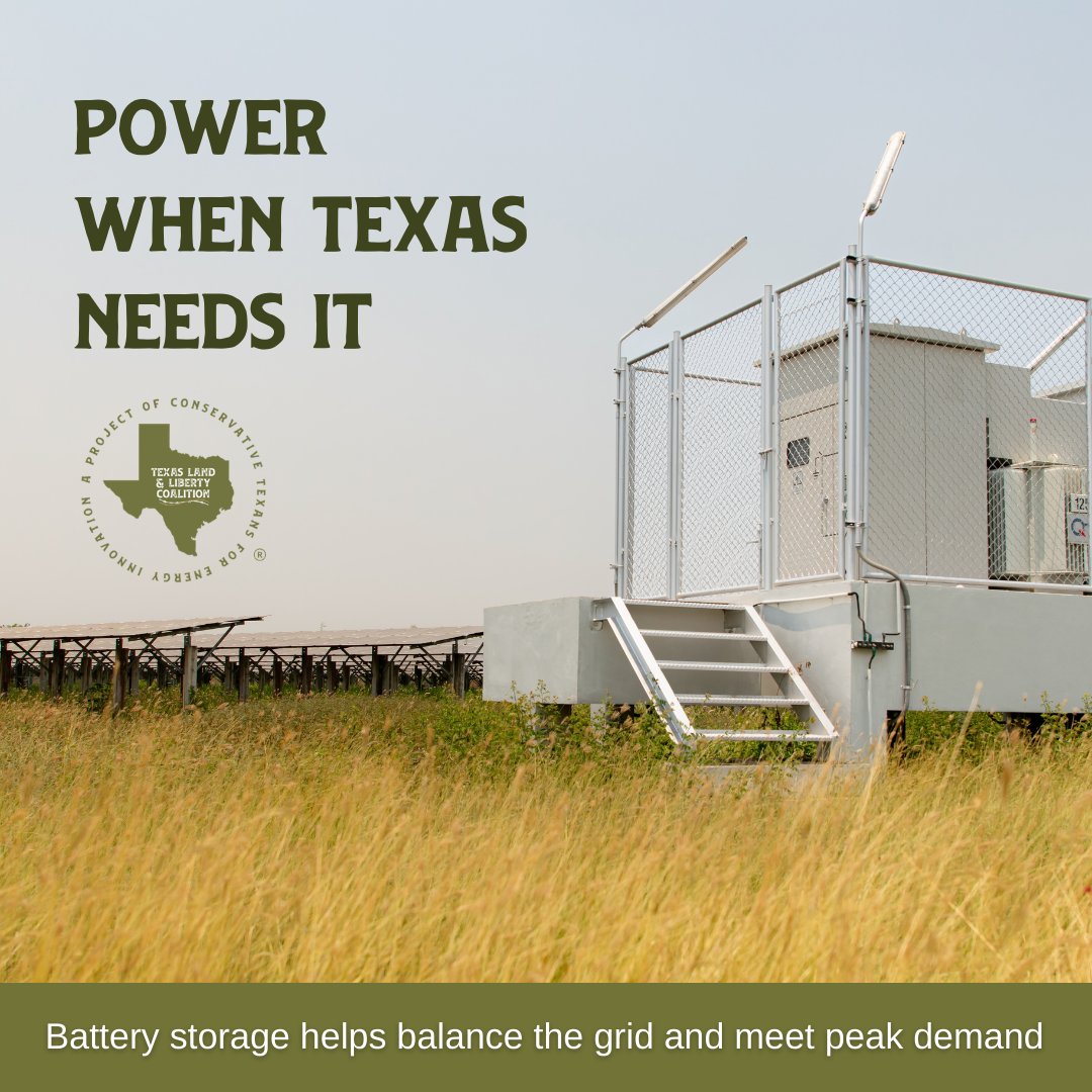TXLLCoalition's tweet photo. Battery storage is helping Texas make the most of the energy it produces. By storing electricity and releasing it when demand is highest, batteries help keep the lights on and the grid balanced.

#TXENERGY https://t.co/ZXTgVmMoUa