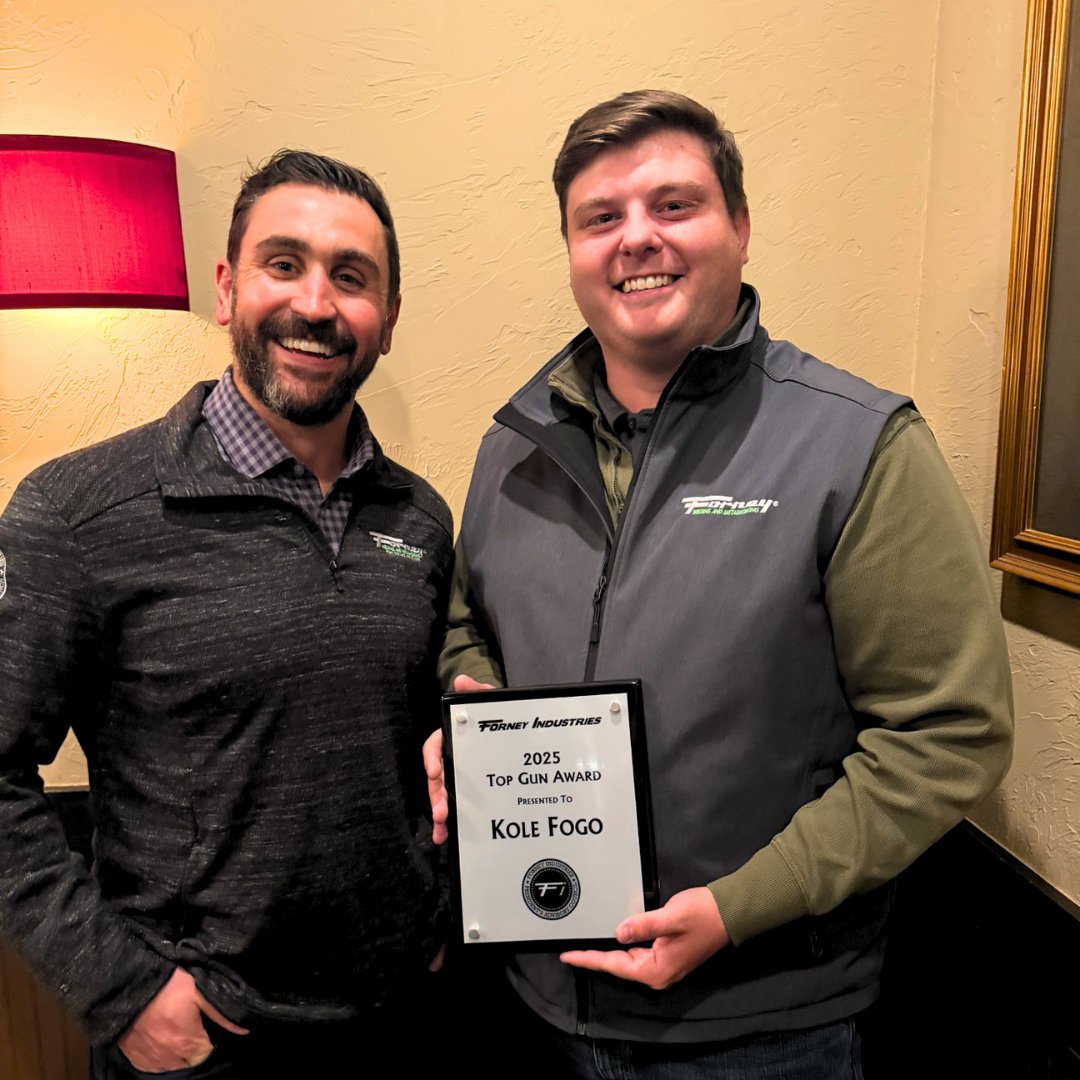 forneyind's tweet photo. Each year, we recognize our top 10 sales professionals who go above and beyond! And from that group, one stands out as our Top Gun (top salesperson)!🛩️
We’re proud to announce Kole Fogo as our 2025 Top Gun!🏆
👏 Congrats, Kole!
#ForneyInd #TopGun #TopSales #SalesLeader https://t.co/NwRwsAbdC6