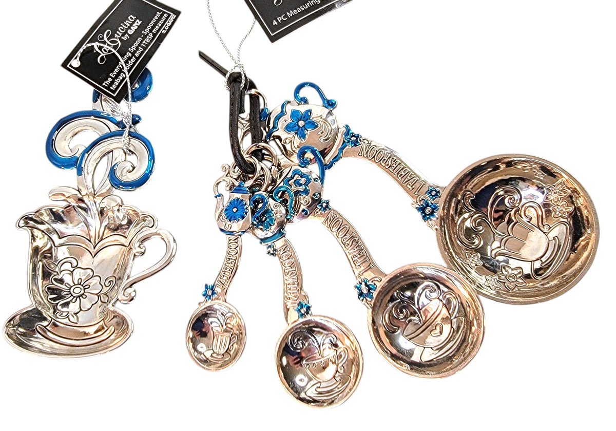 SmittyD9199's tweet image. Check out Ganz Measuring Spoons 4 Piece Set Teapot &amp;amp; Teacup Theme w/ Spoon Rest Turquois ebay.us/m/U9xwTs #eBay via @eBay