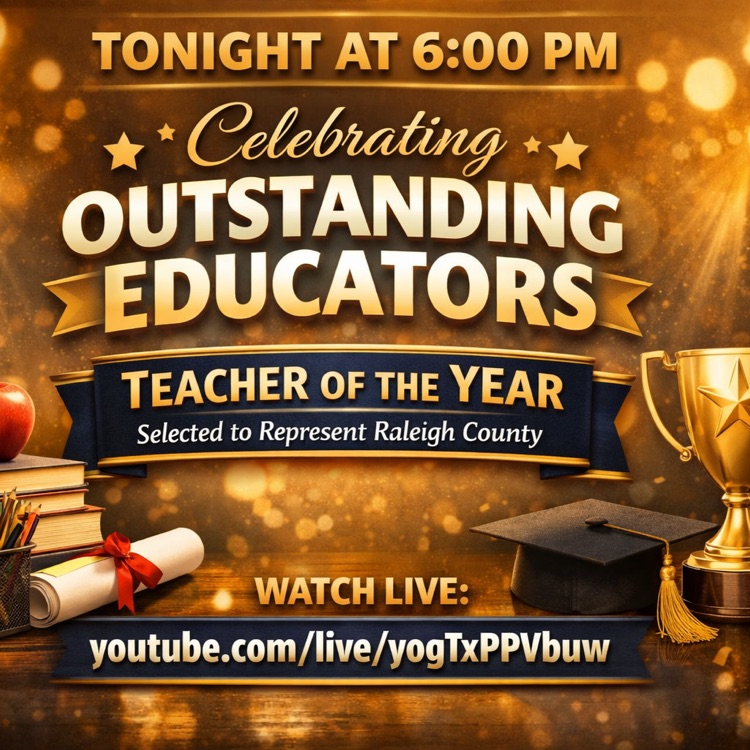 RCSDWV's tweet photo. Join us tonight at 6:00 PM as we celebrate our Outstanding Educators and honor the incredible impact they make. During the event, we will also select the Teacher of the Year who will represent Raleigh County.

Watch live: https://t.co/SHb8fMBqyI https://t.co/0xfyKm7D0z