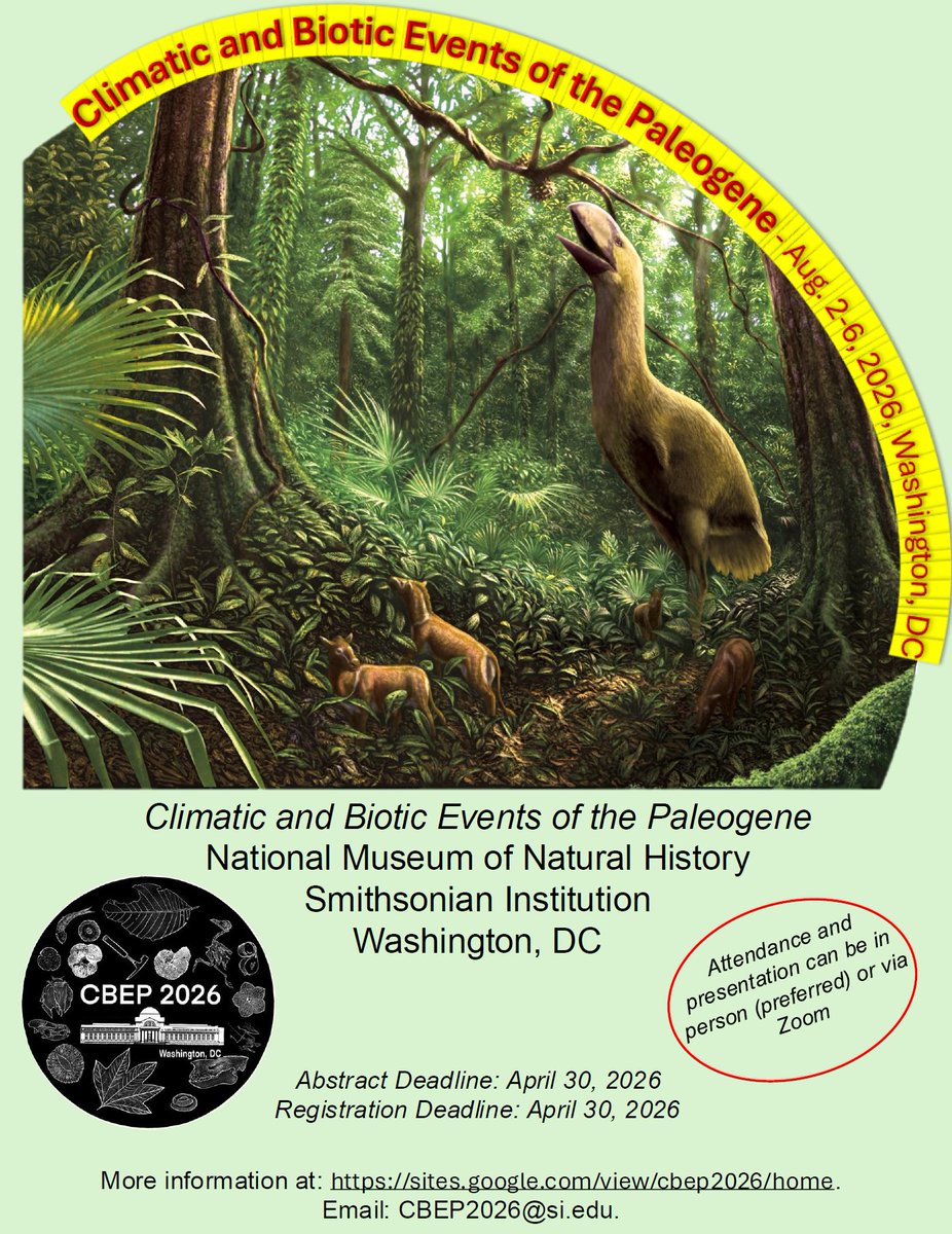 MicropalaeoSoc's tweet photo. CBEP2026 (2–6 Aug, Washington DC) brings researchers together to explore Paleogene climate, stratigraphy & ecosystems. Deadlines extended to 30 April 2026.
https://t.co/RWkTszTAK8
#Micropalaeontology #Paleogene #Geoscience https://t.co/EJlCX3fgxh