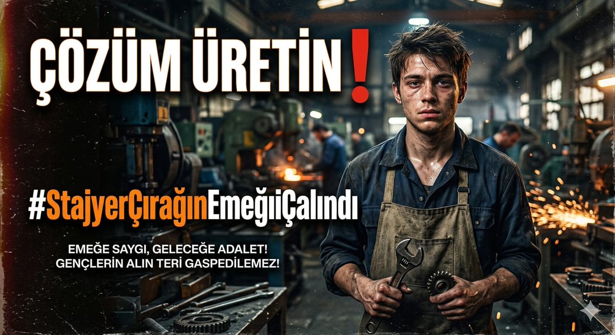 <a href="/ilkaysimsek75/">İlkay ŞİMŞEK</a> <a href="/bedelsiz_ruhlar/">C£NGiZ 🍀</a> GÖRÜN ARTIK.!

Yıllarca çalıştırılan stajyer ve çırakların emeği yok sayılıyor. Bu bir eksiklik değil, açık bir adaletsizliktir. Cumhur İttifakı bu sesi duymak zorunda!
<a href="/RTErdogan/">Recep Tayyip Erdoğan</a> 

<a href="/Akparti/">AK Parti</a> 

<a href="/vedatbilgn/">Vedat Bilgin</a> 

<a href="/isikhanvedat/">Prof. Dr. Vedat Işıkhan</a> 
Ss
Çözüm Üretin
#StajyerÇırağınEmeğiÇalındı