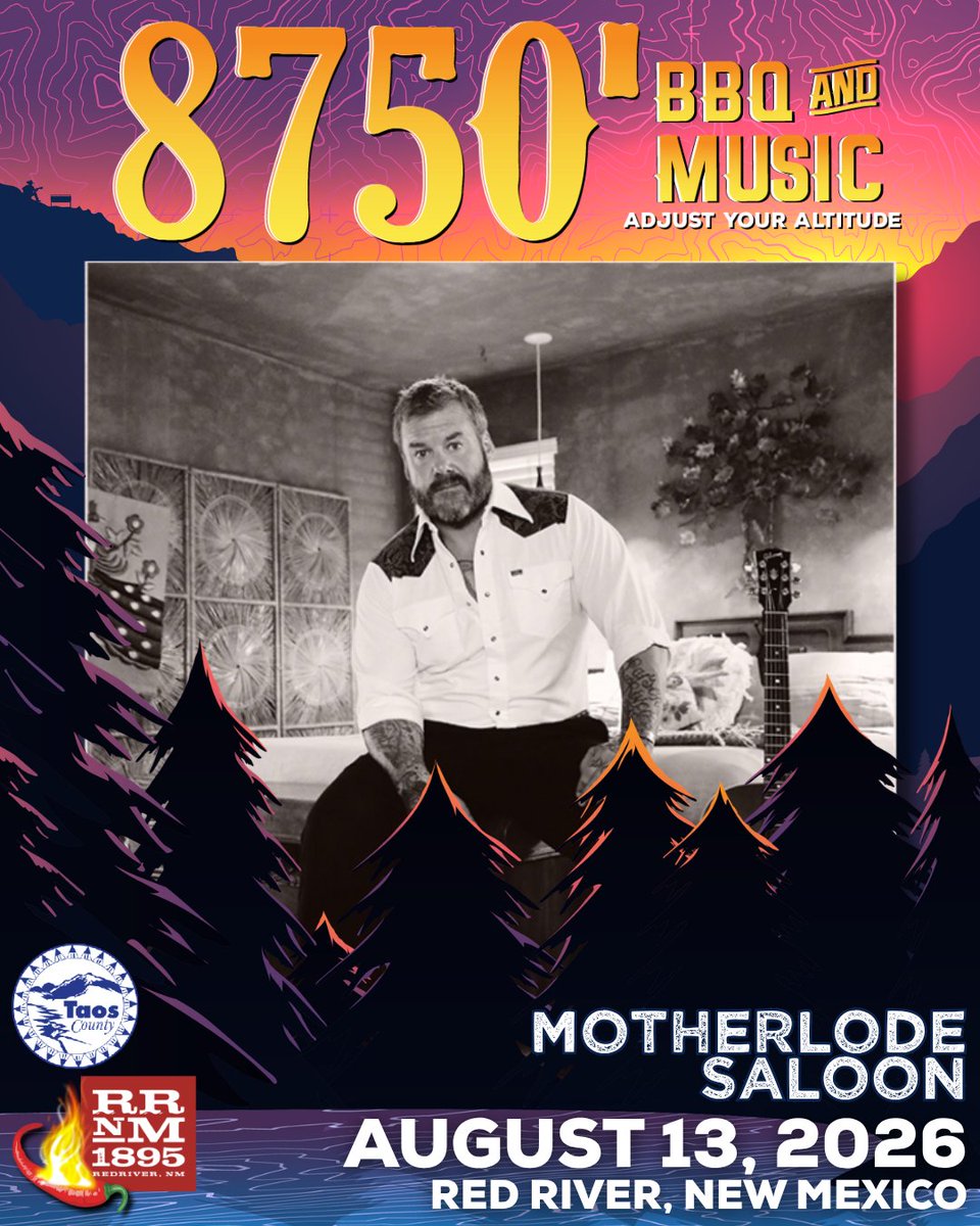 BartCrow's tweet photo. Red River, NM! I'll be playing at 8750' Festival 2026 this August!! Tickets and info can be found at https://t.co/1CzAwNNmXy and I'll be seeing you there 🎤🎶 https://t.co/w0K0EIahD4