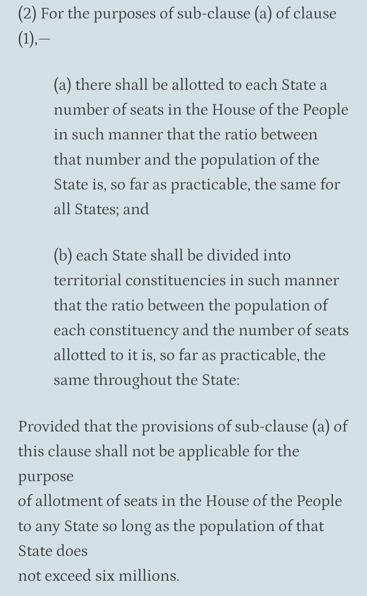 Article 81(2) mandates that the ratio between seats &amp; population must be the same for all states. If the bill doesn't explicitly override this with a pro-rata clause, any delimitation commission that doesn't favour Northern states will be legally challenged in the Supreme Court.