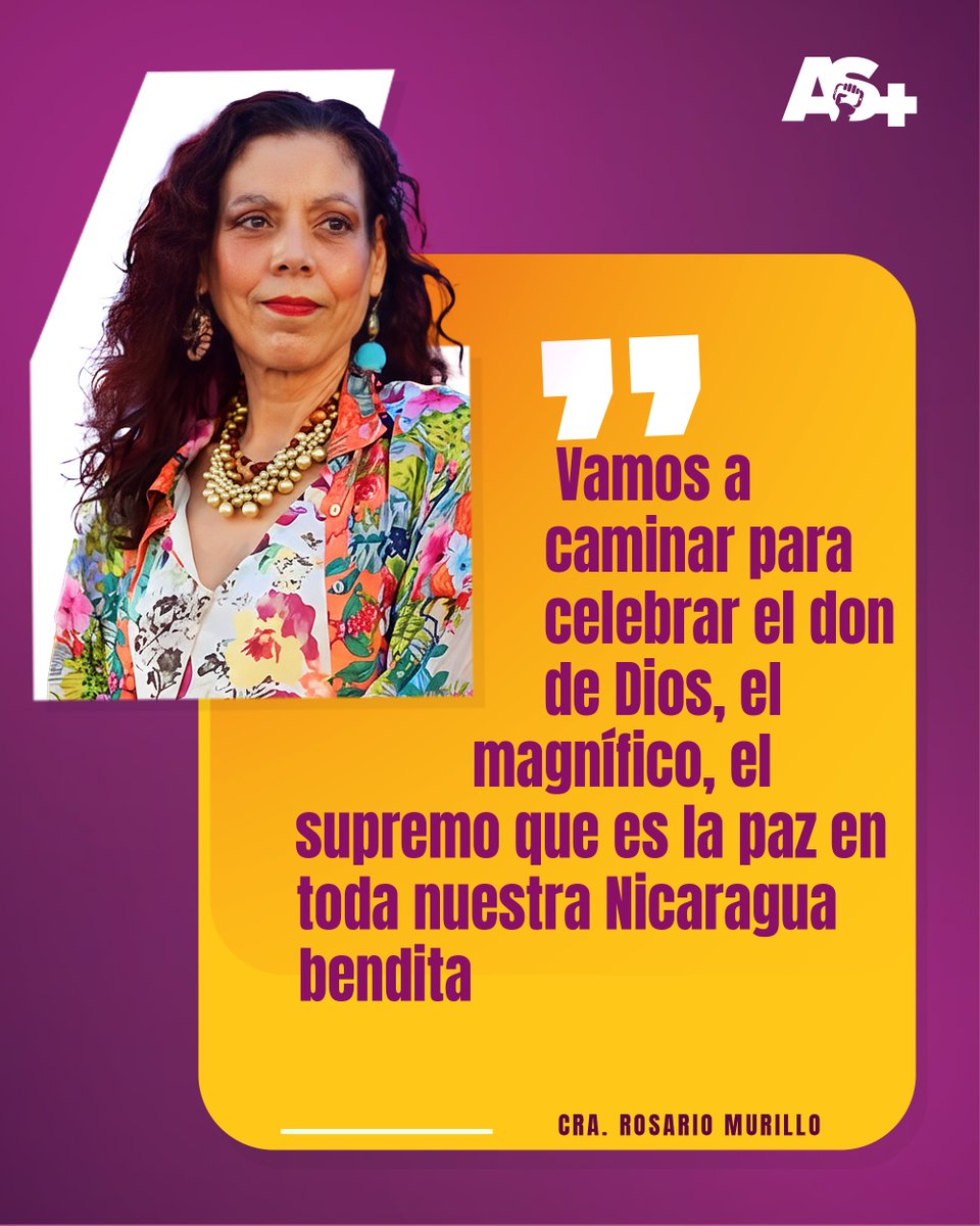 Copresidenta de Nicaragua, Rosario Murillo, informó en su comunicación que este sábado 18 de abril las familias nicaragüenses se movilizarán en caminatas por la paz en todos los municipios y comarcas del país, como parte de las actividades conmemorativas de abril, Mes de la Paz.
