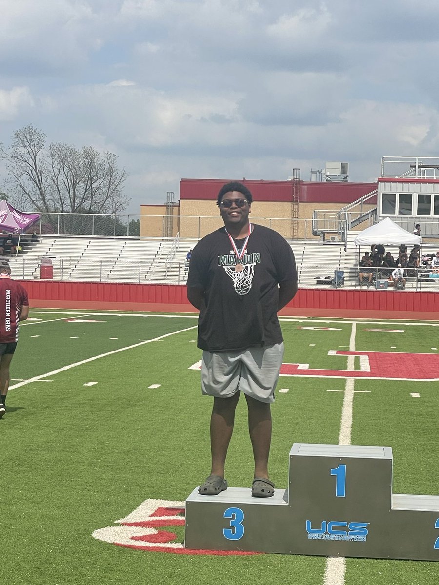 MarionTrack's tweet photo. Olabanji Ajasin takes 3rd in the shot put at Area!!
#BingoBangoBanji
#RideOnToRegionals
#SurviveAndAdvance https://t.co/kG6VsLMfcU