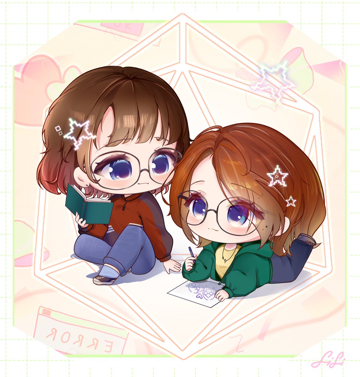 FifiFestrella's tweet photo. First art post! 
I have finally finished a chibi piece which has been through so many changes… I tried to use a different style than usual but ended up doing the old one anyway 💀 Still, I am very proud of it!

#VGenCode #chibi https://t.co/XC46g2p27g