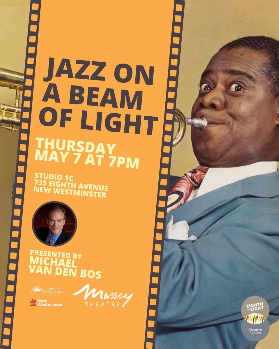 EighthandEight's tweet photo. Our 2025/26 Film Clip Show Series will wrap up with Jazz On A Beam Of Light on May 7. Classic film scholar Michael van den Bos is your host for a rhythmic retrospective revue of all that jazz in the movies

Get your tickets now: https://t.co/zQKdKcemG4

#newwest #classicfilms https://t.co/aFWfpeFN9L