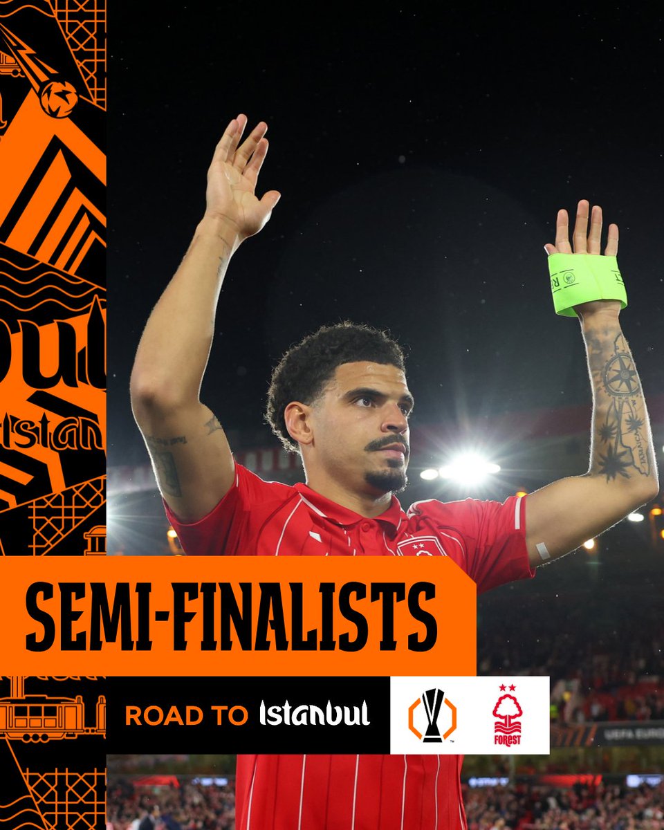 Nottingham Forest are European semi-finalists 🧡

#UEL
