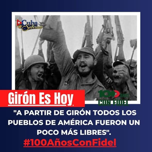 #100AñosConFidel: Girón fue una gran proeza de nuestro pueblo,y no solo por lo que hizo, sino por lo que estuvo dispuesto a hacer». Este pueblo firme y batallador defenderá sus ideales hasta con su vida  #GirónEsHoy
#CiegodeAvila #Cuba
#DGEMCiegodeAvila