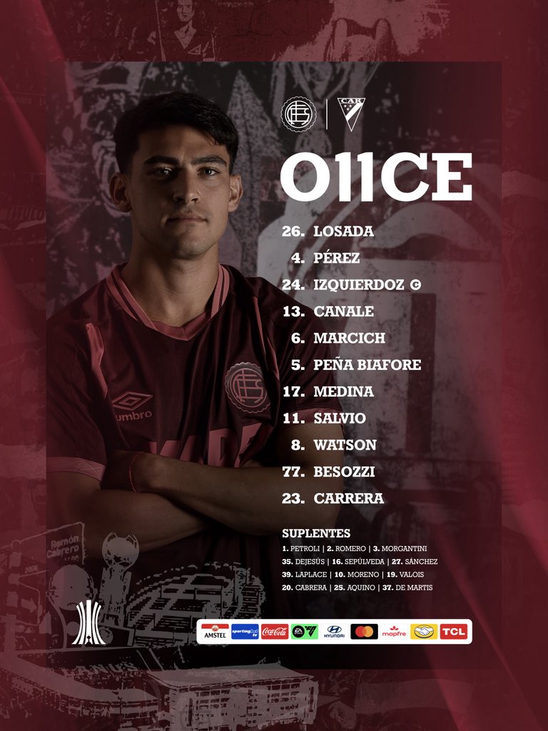 #JuegaLanús 🇱🇻 ASÍ FORMA EL GRANATE ESTA TARDE