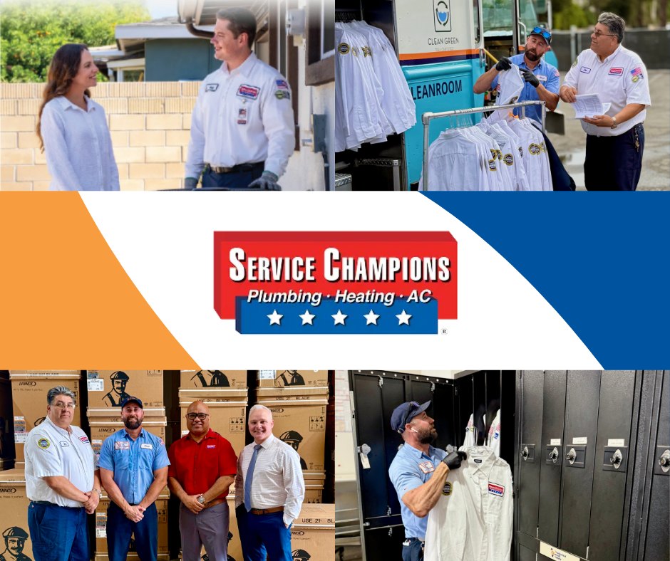Customer Spotlight: Service Champions Heating &amp; Air Conditioning. We’re proud to support their team with reliable uniform programs and garment care that help technicians look professional every day. Thank you to Joe, Mal, and the entire team for your continued partnership!