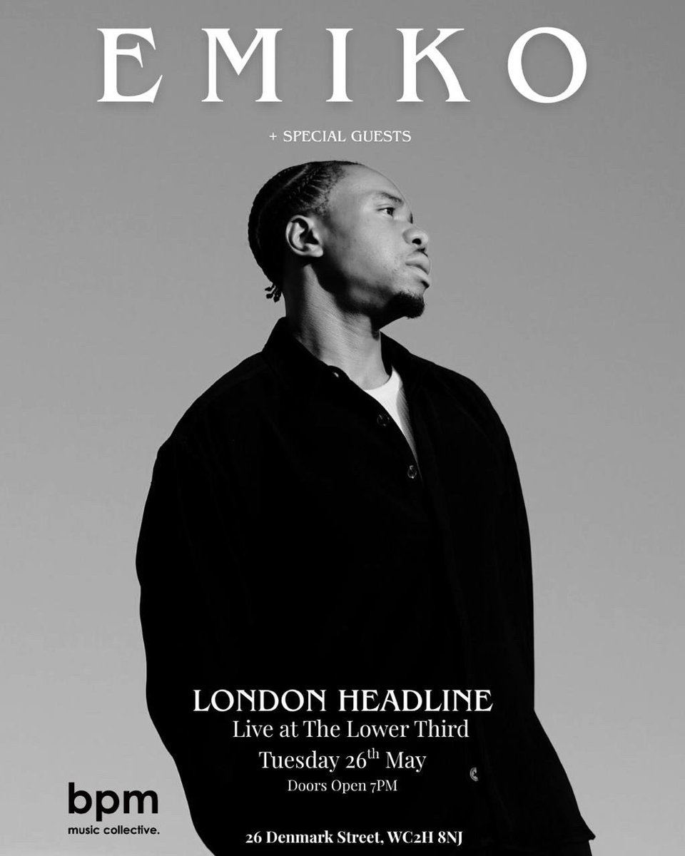 emikomusic_'s tweet photo. My headline show is happening!! 26th May @lowerthirdsoho 🤯

intimate set. soulful rnb + dance. live band + bv’s 🥹 + special guests 👀

early birds live now and already flying 💸

don’t miss this!! 

tickets here: https://t.co/4AXZ4vUExl https://t.co/92k7dr3ODC