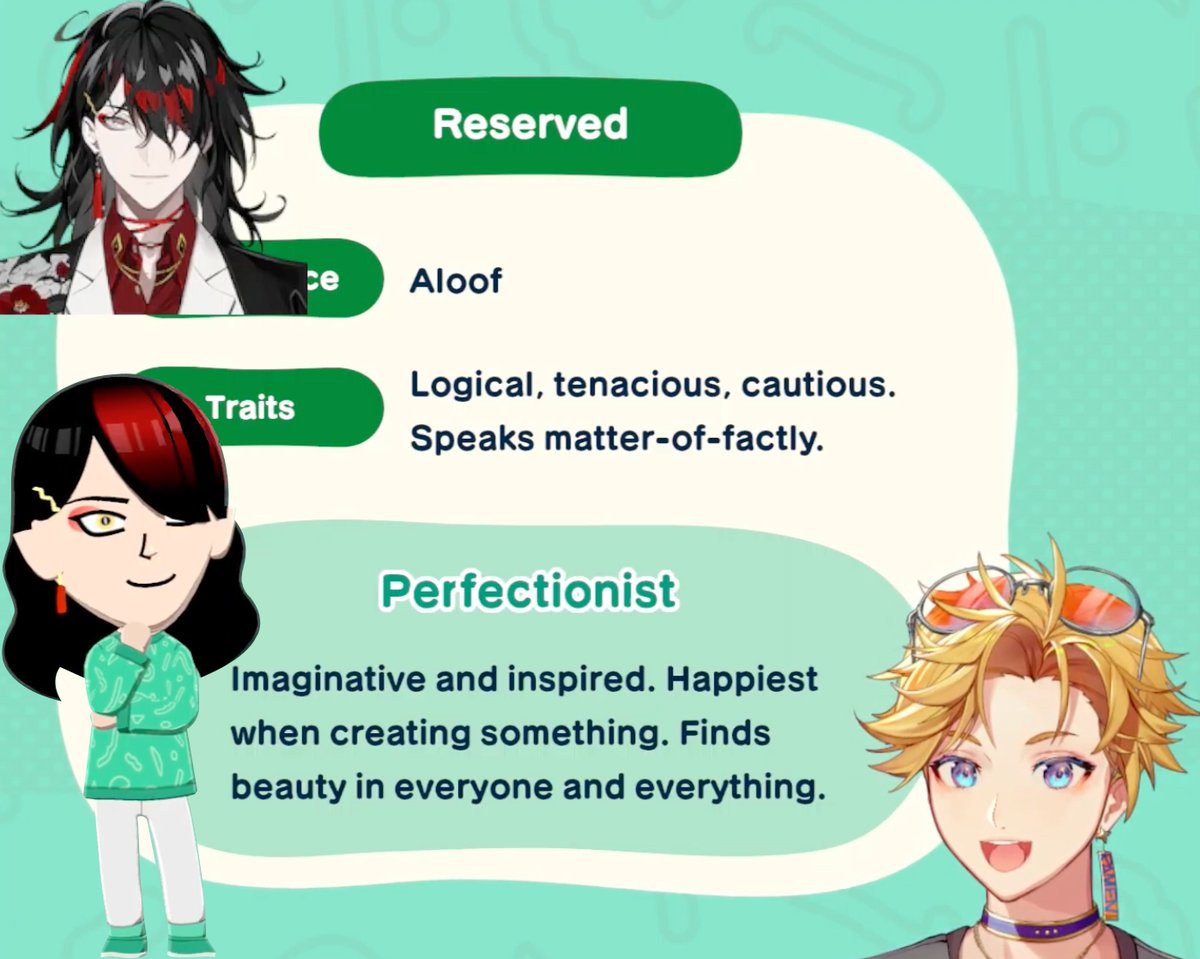 Whats crazy about 🥽's Mii's is how accurate they end up personality wise bc when Willy read 👹's traits I gasped with him too ngl

-Imaginative and inspired
-Happiest when creating something
-Finds beauty in everyone and everything 
#OhHiYu #VoxPopuLIVE