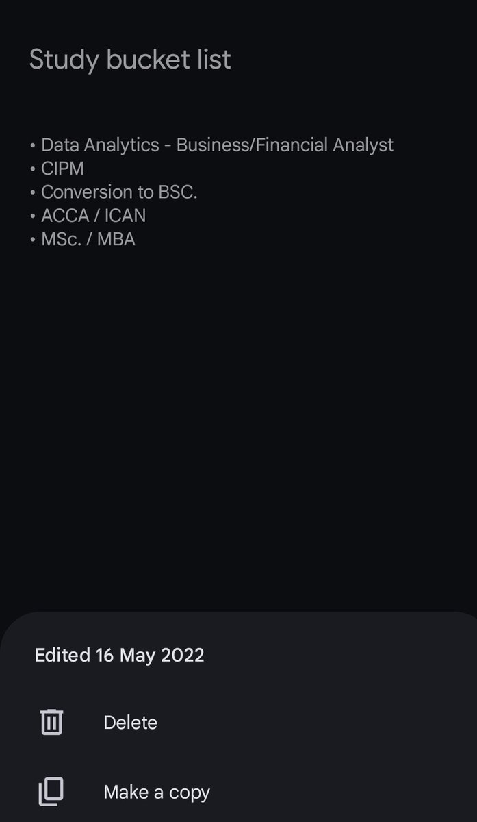 I stumbled on my mumu bucket list since 2021, and indeed, the statement is true -
"you do not rise to the level of your goals.
You fall to the level of your systems."

1. ✅ ✅
2. ✅, and with a global HR certification
3. ❌ It's not an interest any longer. I flew with my HND
4.