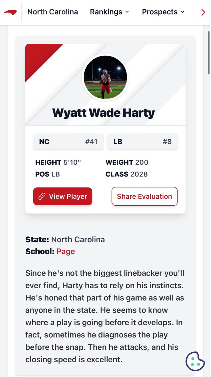 Wyatt Wade Harty 2028 LB tweet media