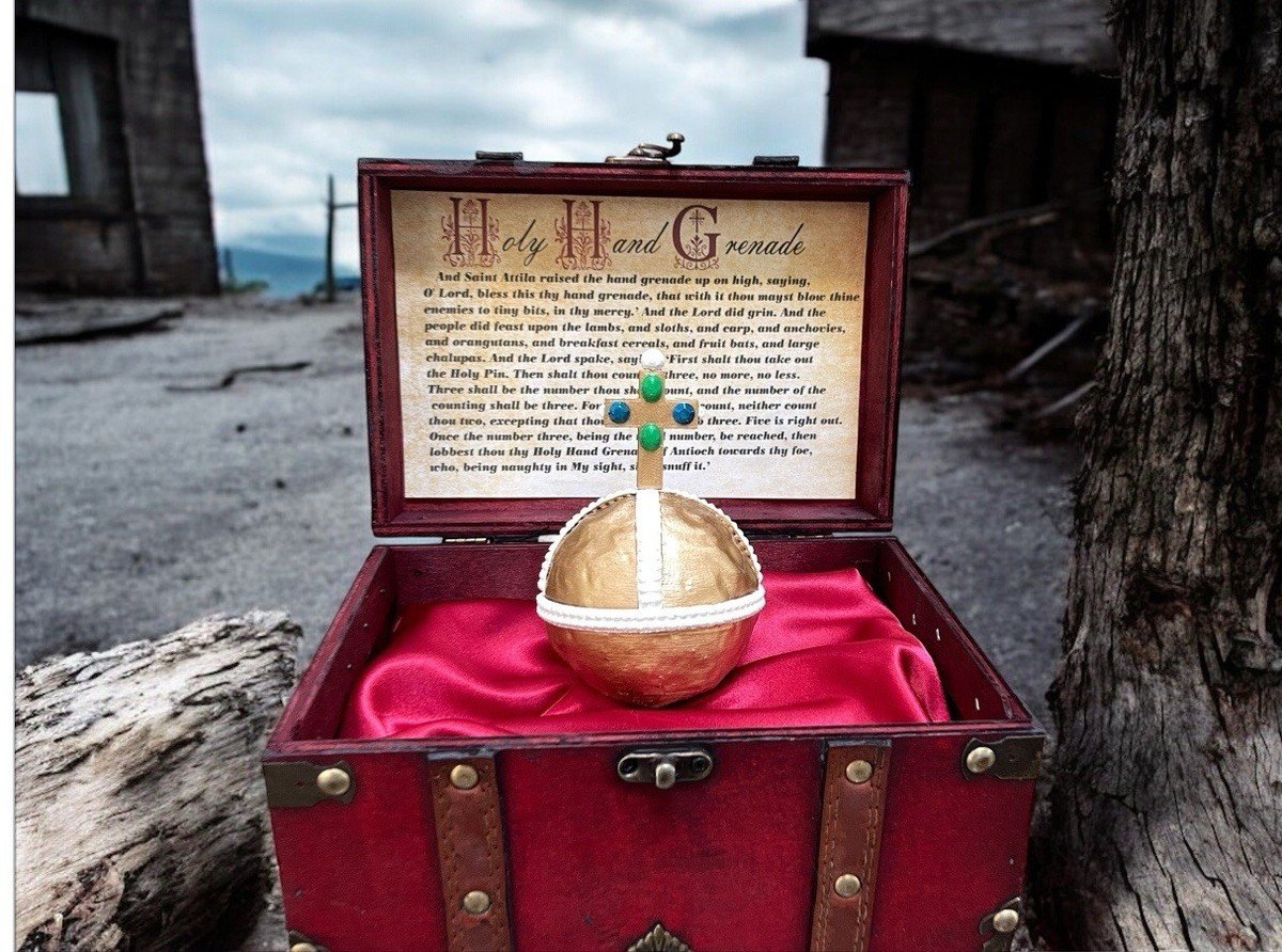 After a Bible study reading from the book of Armaments,  chapter two, verses nine through twenty-one, <a href="/SecWar/">Secretary of War Pete Hegseth</a> Pete Hegseth announced that our troops in Iran will be issued the Holy Hand Grenade of Antioch.