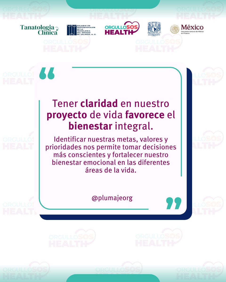 Plumajeorg's tweet image. Tener claridad en nuestras metas y valores puede ayudarnos a tomar decisiones más conscientes.
El bienestar integral se construye al cuidar nuestra salud emocional y desarrollo personal en la vida diaria.
#SaludMental #ProyectoDeVida #BienestarIntegral #BienestarEmocional